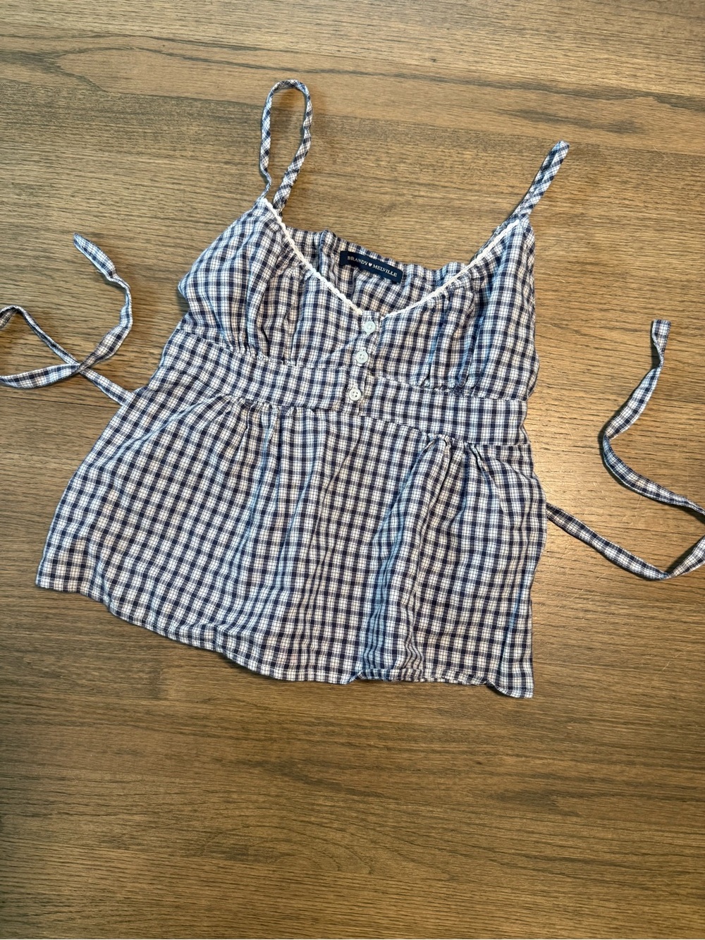 Brandy Melville Gingham Tiffany Babydoll Top: Size XS-S